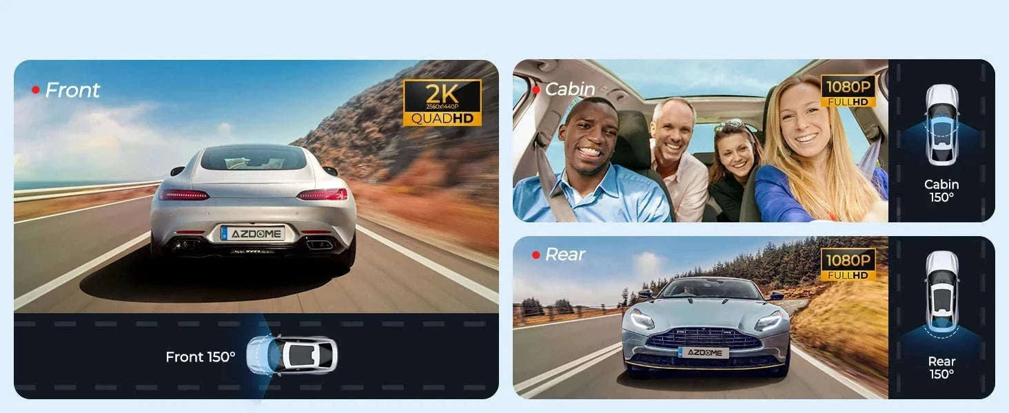 AZDOME M550 Pro 3-Channel Dash Cam with GPS & WiFi-M550 Pro (3CH) / Free 64G TF