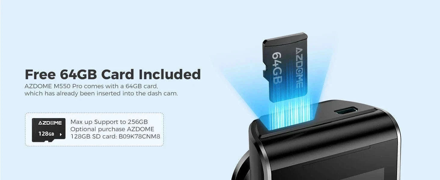 AZDOME M550 Pro 3-Channel Dash Cam with GPS & WiFi-M550 Pro (3CH) / Free 64G TF