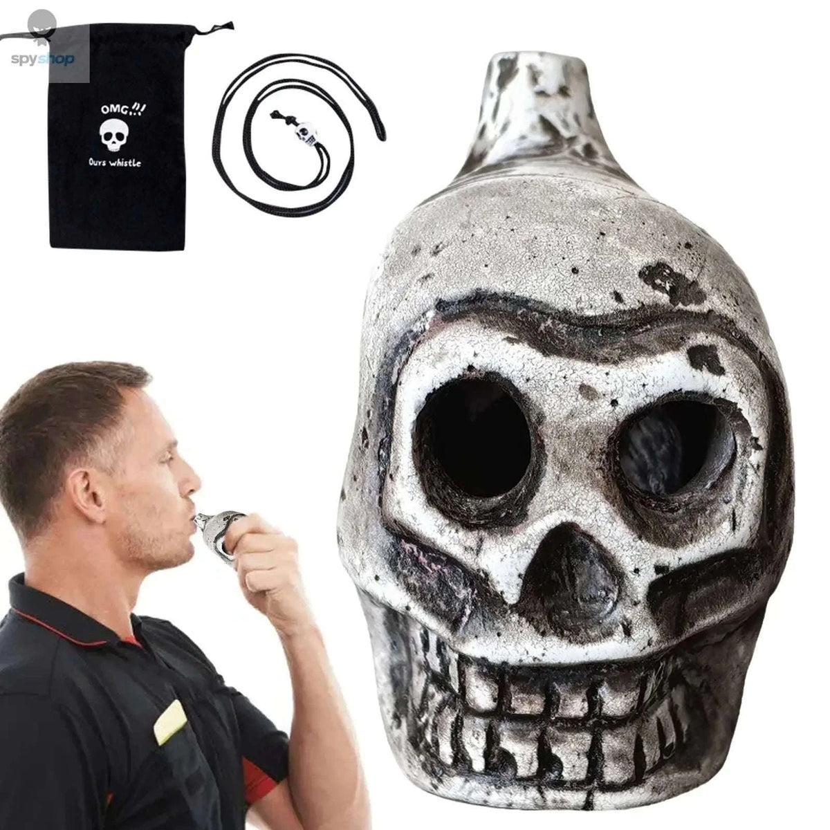 Aztec Death Whistle Skull Scream Instrument for Spooky Sound-silver / CHINA