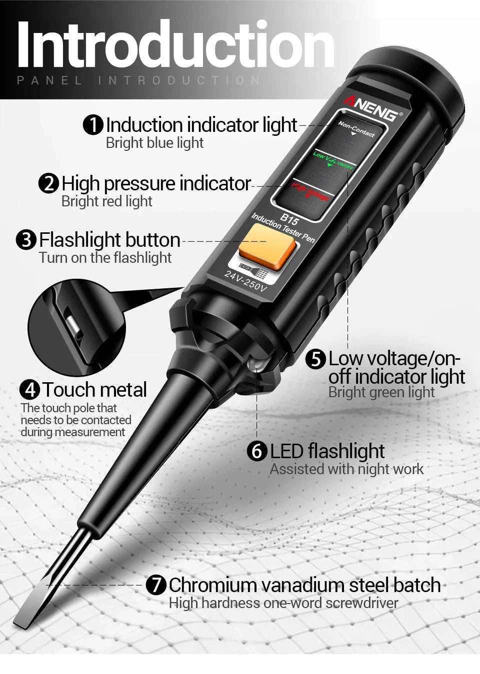 B15 Induction Test Pen for Quick Non-Contact Voltage Checks-Black