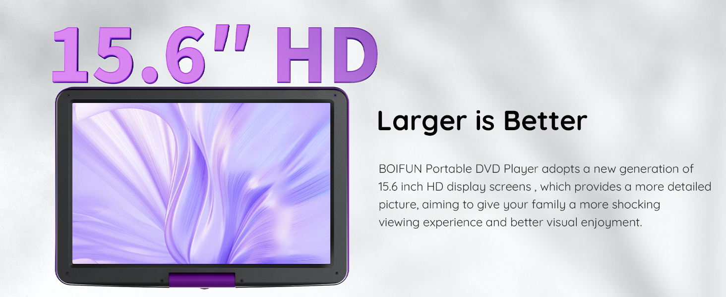BOIFUN Portable DVD Player with 15.6" Swivel Screen