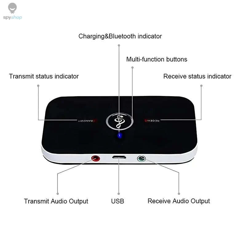 B6 Bluetooth Audio Transmitter Receiver – 2‑in‑1 Wireless Adapter for Car, TV & PC-With RCA Cable