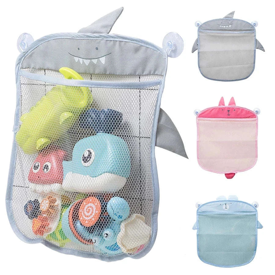 Baby Bath Toy Storage Bag with Cute Bear Design-pink