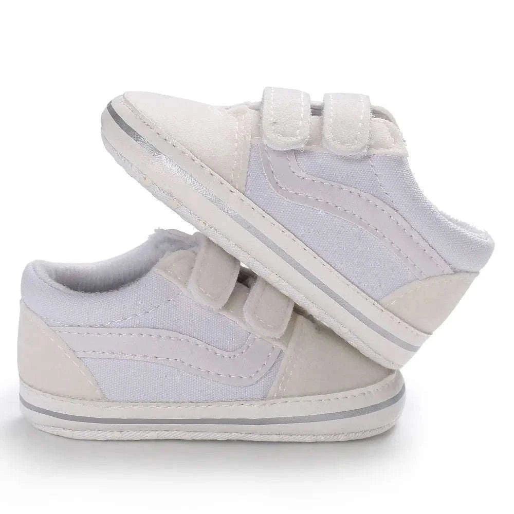 Baby Canvas Sneakers with Classic Stripes-Black / 7-12 months