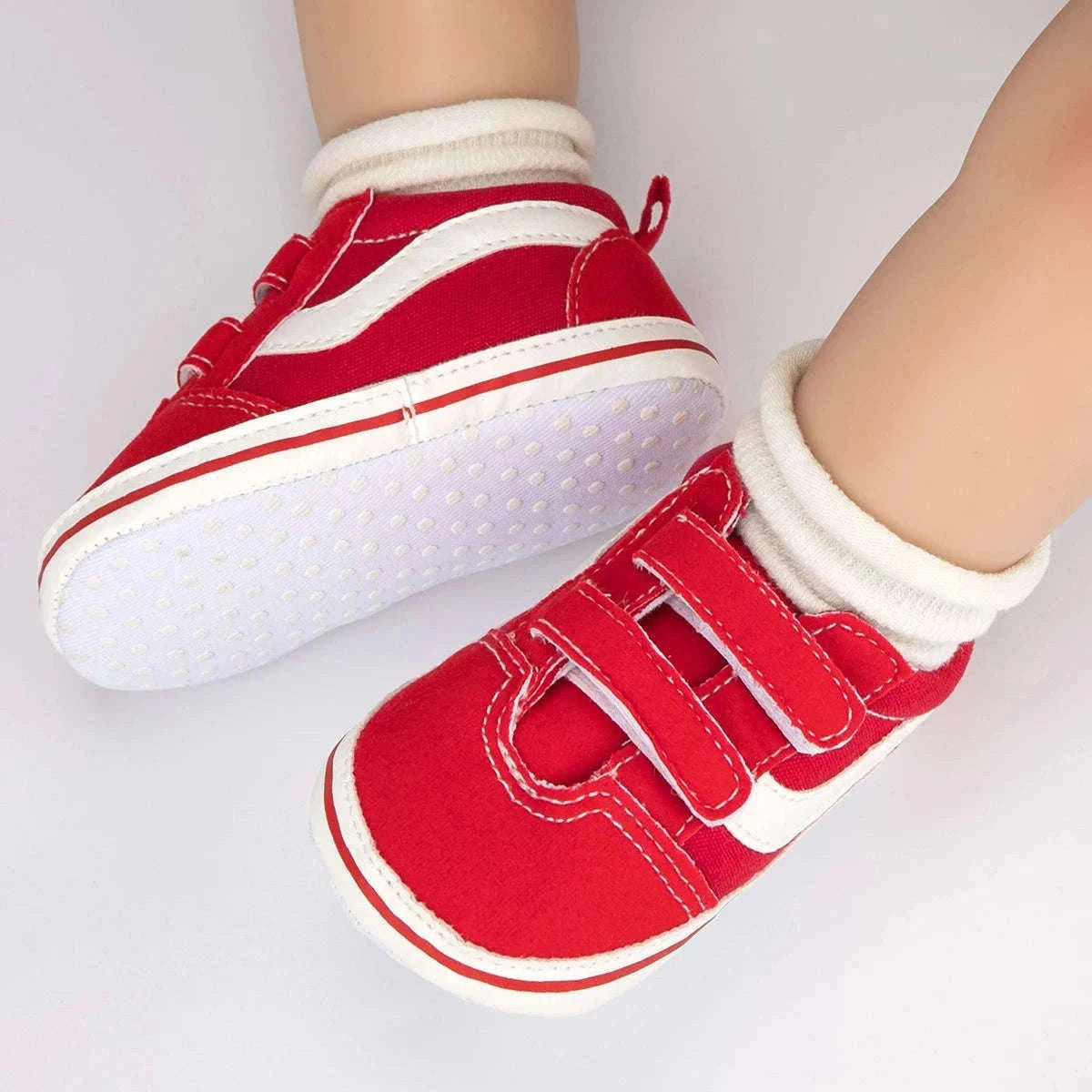 Baby Canvas Sneakers with Classic Stripes-Black / 7-12 months