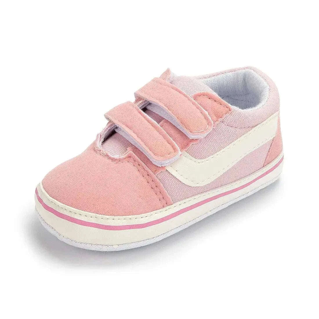 Baby Canvas Sneakers with Classic Stripes-Black / 7-12 months