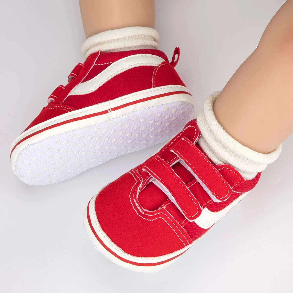 Baby Canvas Sneakers with Classic Stripes-Black / 7-12 months