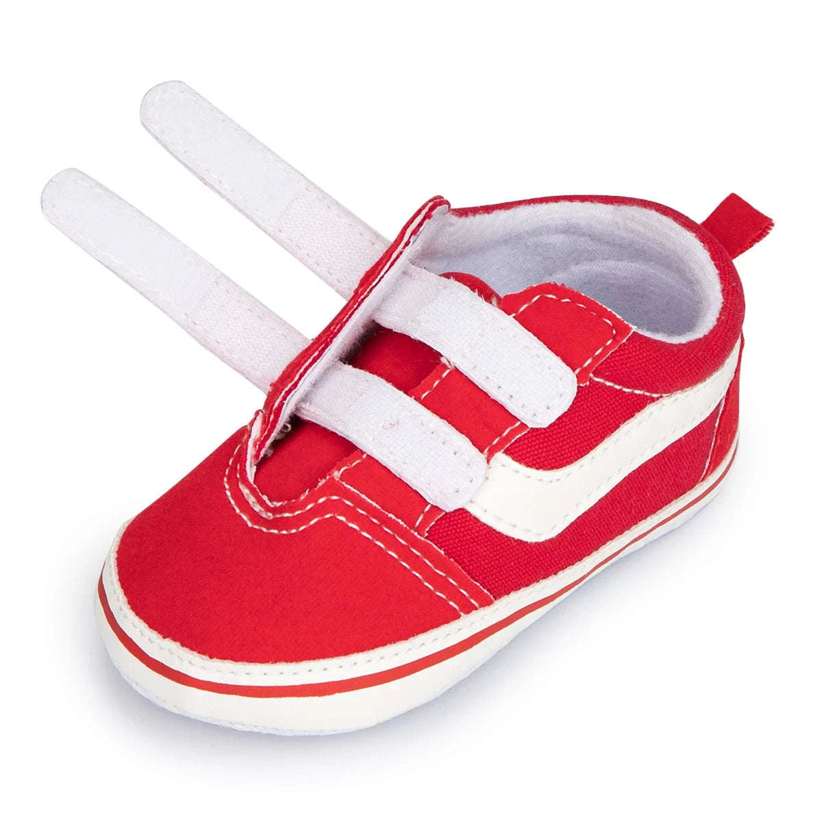 Baby Canvas Sneakers with Classic Stripes-Black / 7-12 months