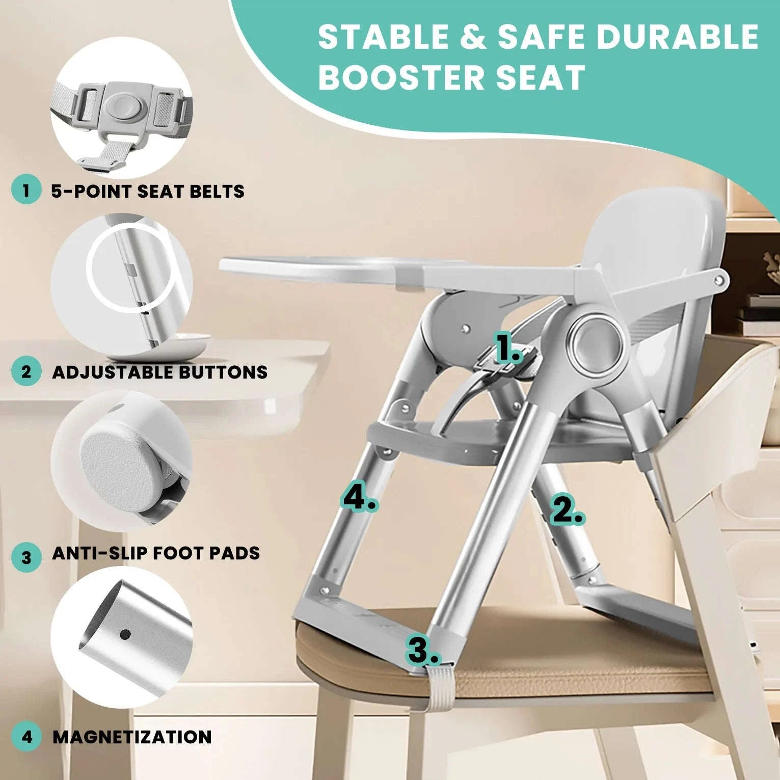 Baby Folding Booster Seat for Dining-DARK GRAY / United States