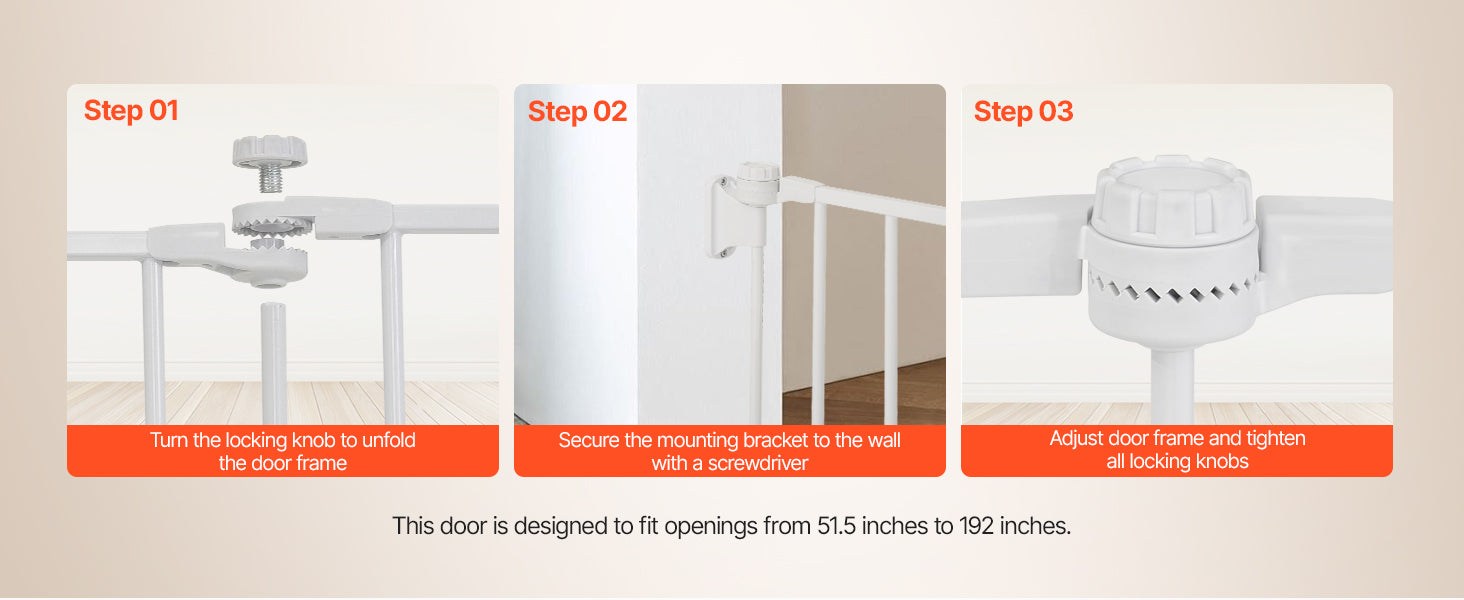 Adjustable Baby Gate with Auto-Close Door for Stairs and Doorways