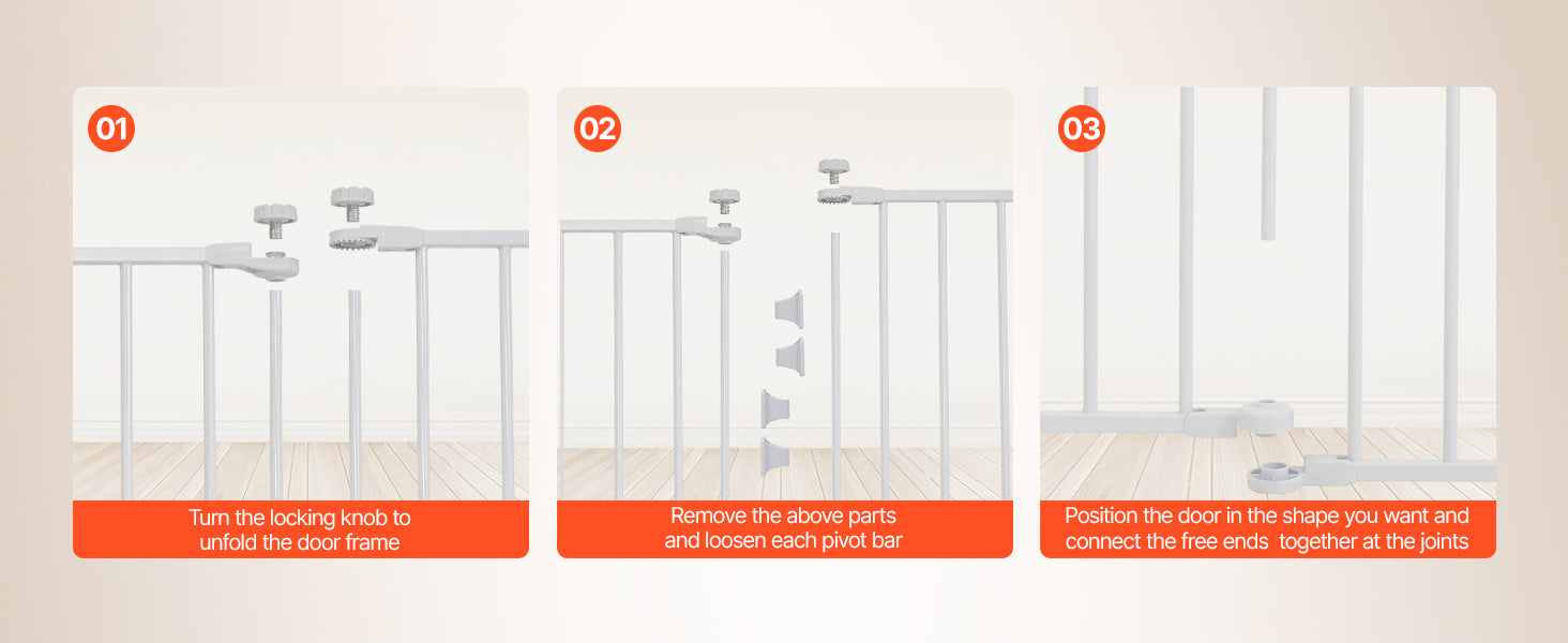 Adjustable Baby Gate with Auto-Close Door for Stairs and Doorways