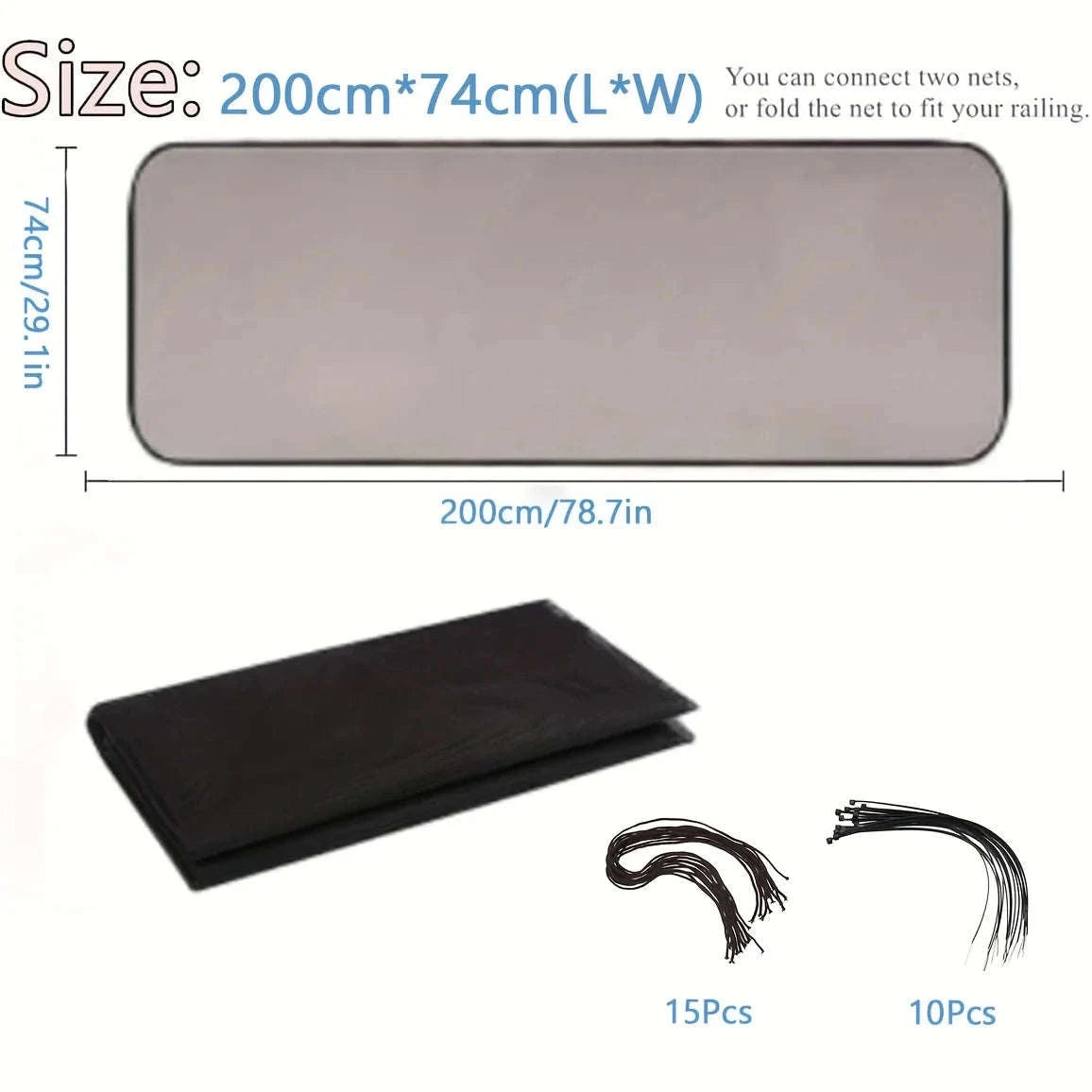 Baby Gate for Stairs Mesh Safety Net for Kids and Pets-Black