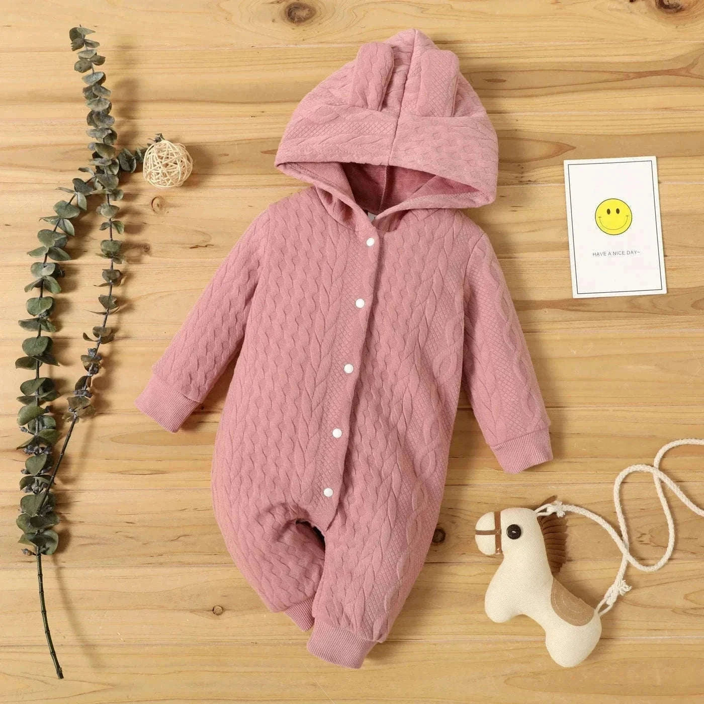 Baby Hooded Romper with Ears for Newborns to 18 Months-22109809 / 0-3M