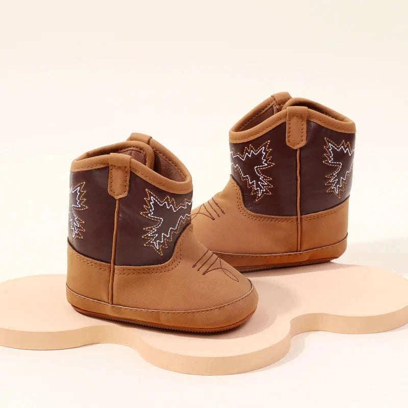 Baby Prewalking Shoes Soft PU & Cotton Boots-Brown / 0-6 Months