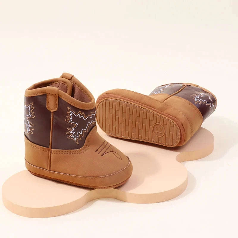 Baby Prewalking Shoes Soft PU & Cotton Boots-Brown / 0-6 Months