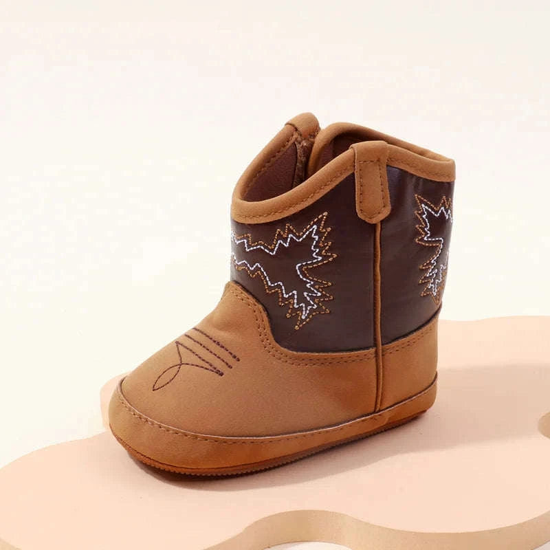 Baby Prewalking Shoes Soft PU & Cotton Boots-Brown / 0-6 Months