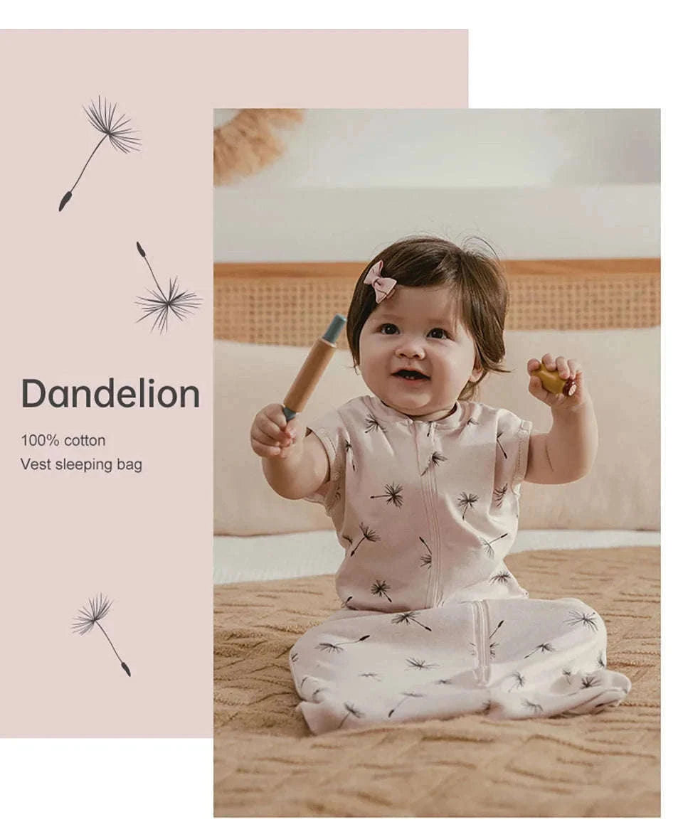 Baby Sleeping Bag Newborn Swaddle Thin Cotton Sack-dandelion / 65cm(3-6M)