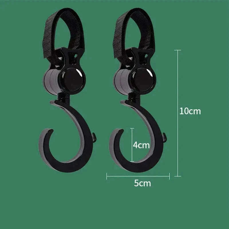Baby Stroller Hook for Hands-Free Carrying and Easy Organization-black