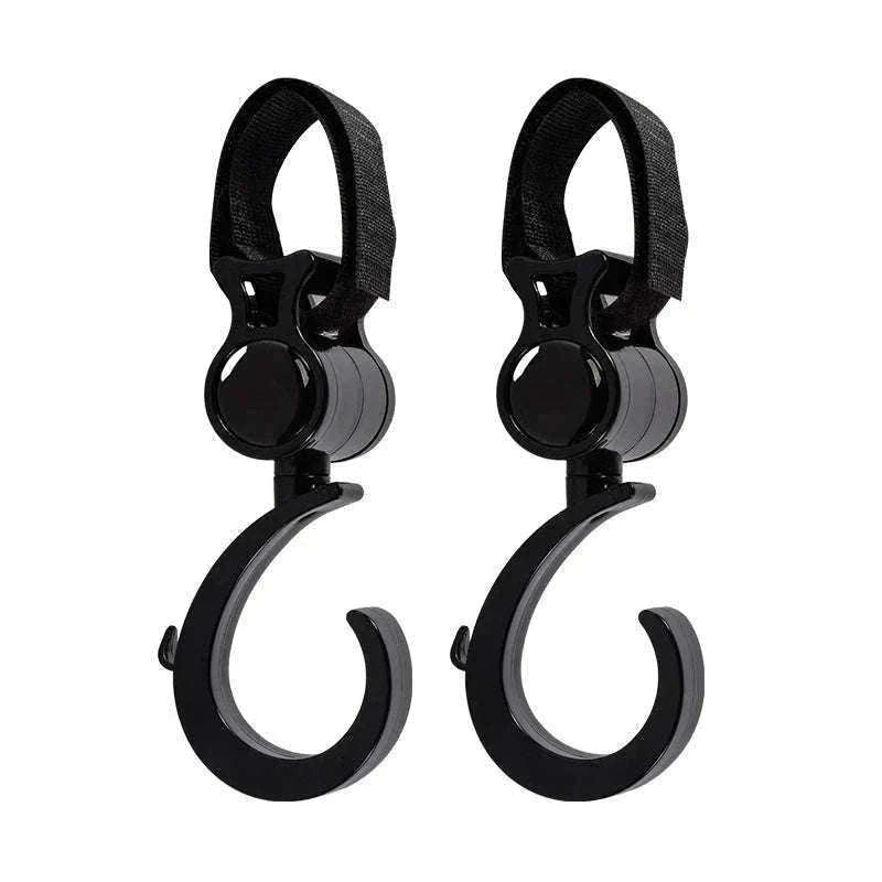Baby Stroller Hook for Hands-Free Carrying and Easy Organization-black