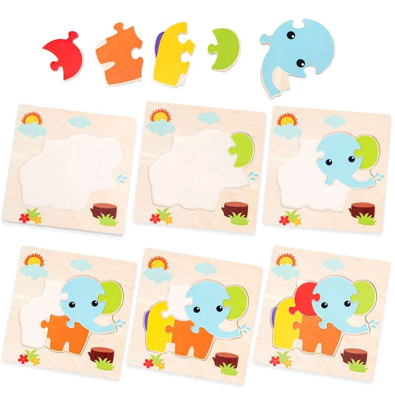 Baby Wooden 3D Puzzle Animal Tangram Toy-AV-18
