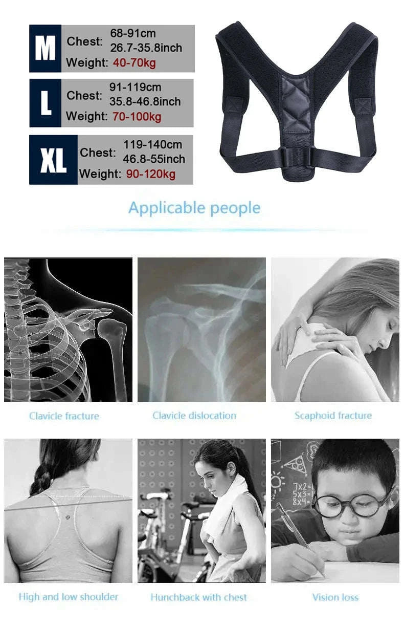 Back Posture Correction Belt for Daily Support and Alignment-United States / black