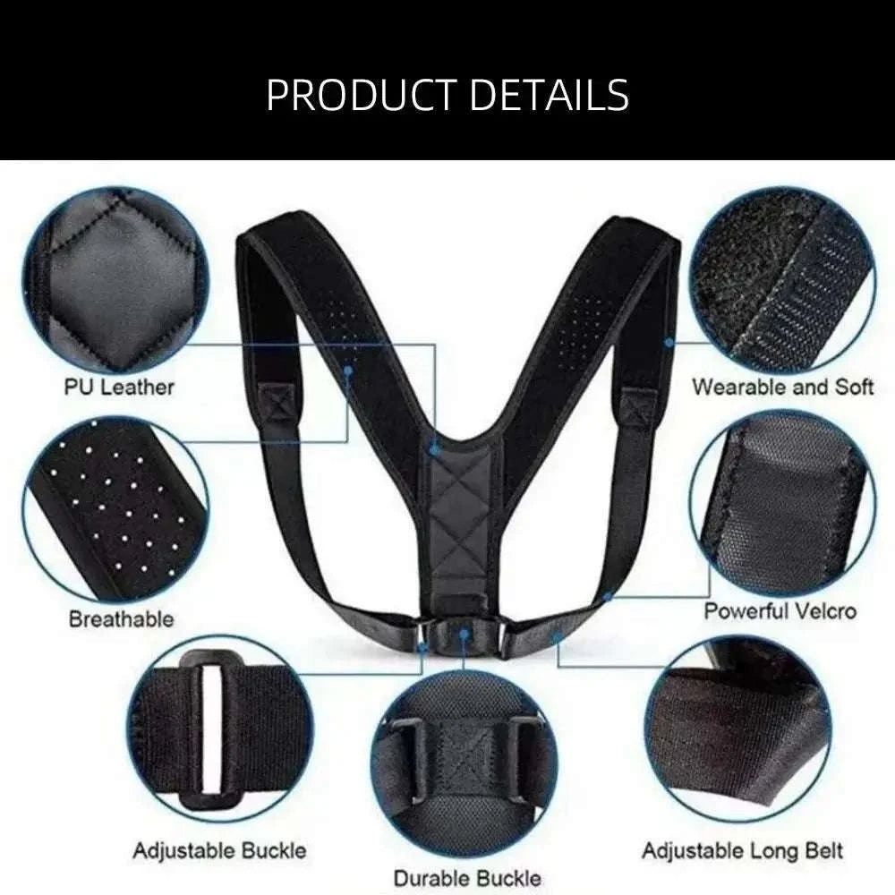 Back Posture Correction Belt for Daily Support and Alignment-United States / black