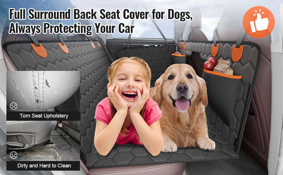 Back Seat Extender Dog Car Seat Cover with Mesh Window and Storage Pocket-54x25.6in / Poland