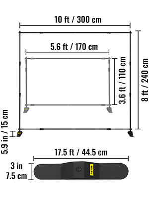 Adjustable Backdrop Stand 8x8FT / 10x8FT for Events & Photography