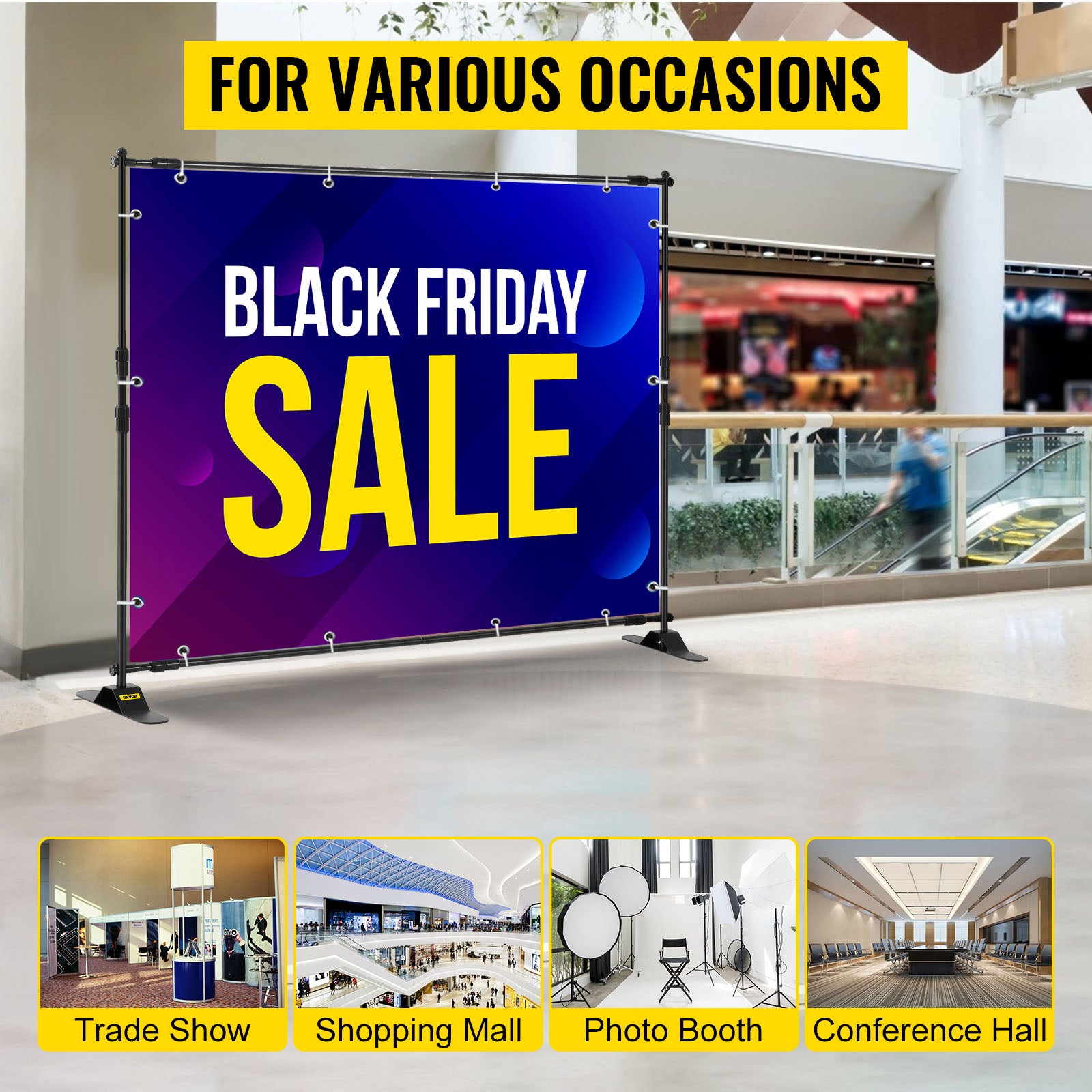 Adjustable Backdrop Stand 8x8FT / 10x8FT for Events & Photography