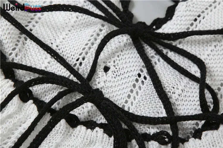 Backless Halter Lace-Up Maxi Dress – Slim Fit Summer Club Style-WHITE / L