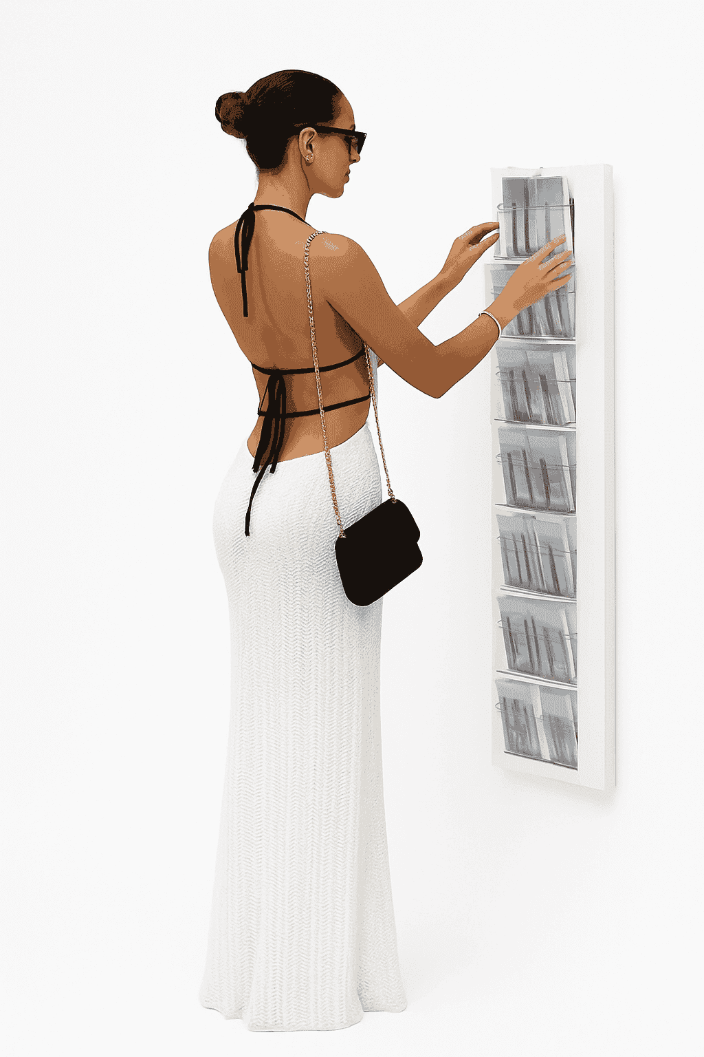 Backless Halter Lace-Up Maxi Dress – Slim Fit Summer Club Style-WHITE / L