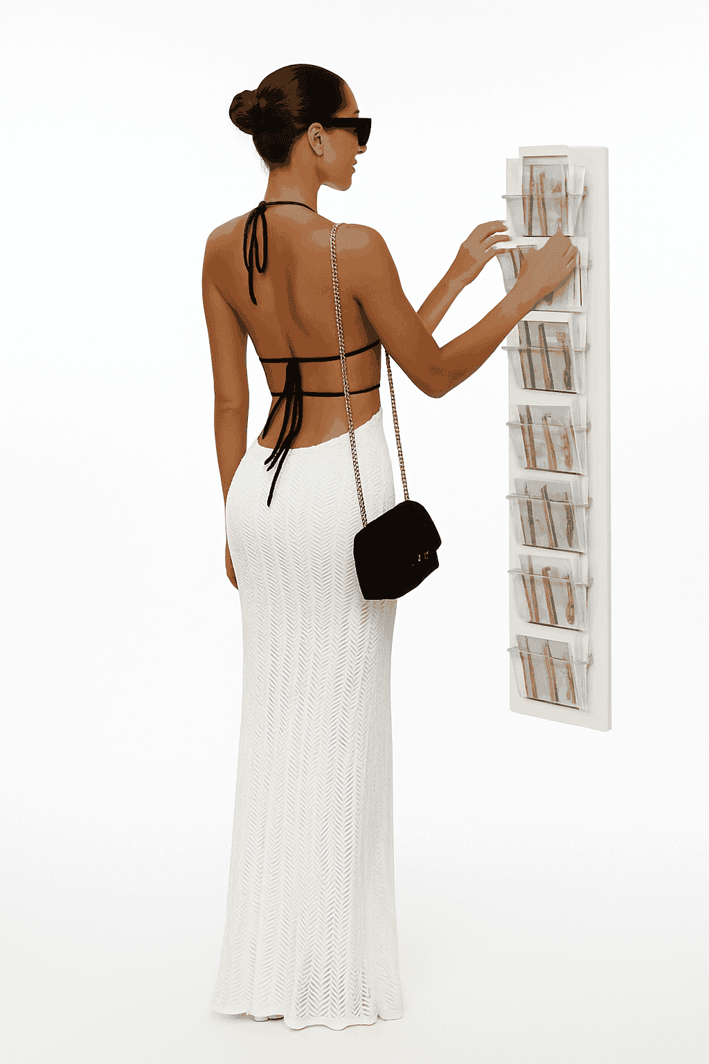 Backless Halter Lace-Up Maxi Dress – Slim Fit Summer Club Style-WHITE / L