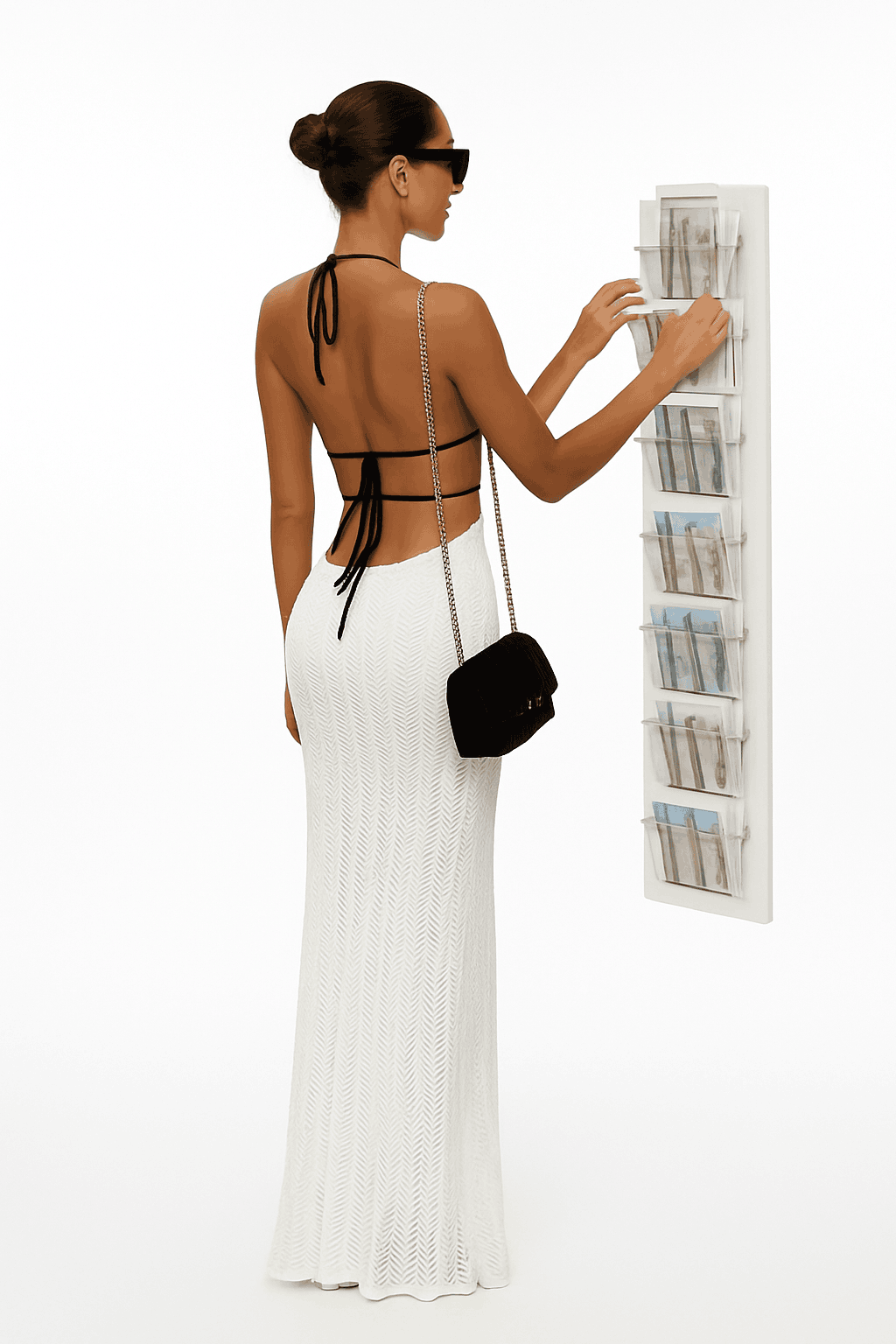 Backless Halter Lace-Up Maxi Dress – Slim Fit Summer Club Style-WHITE / L