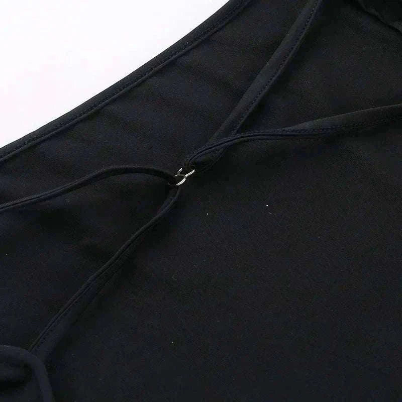 Backless Long Sleeve Bodysuit Slim Fit Square Neck Club Top-Black Bodysuit / M