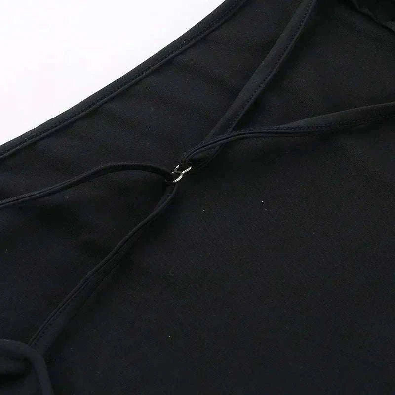 Backless Long Sleeve Bodysuit Slim Fit Square Neck Club Top-Black Bodysuit / M