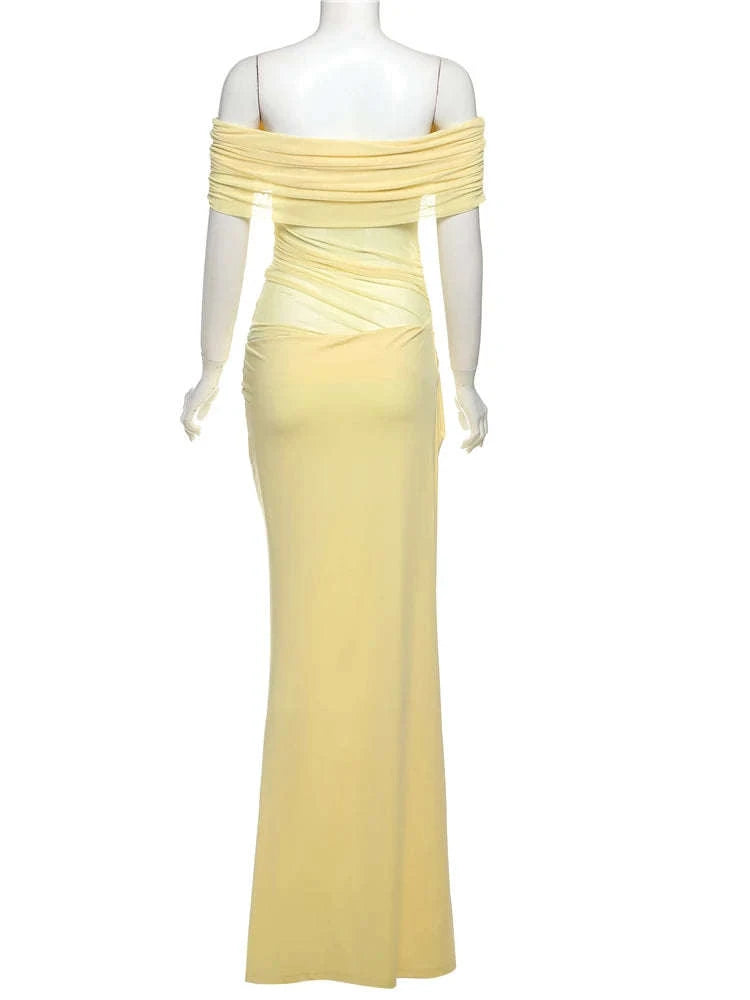 Backless Short Sleeve Floor-Length Dress-Claret / L / CHINA