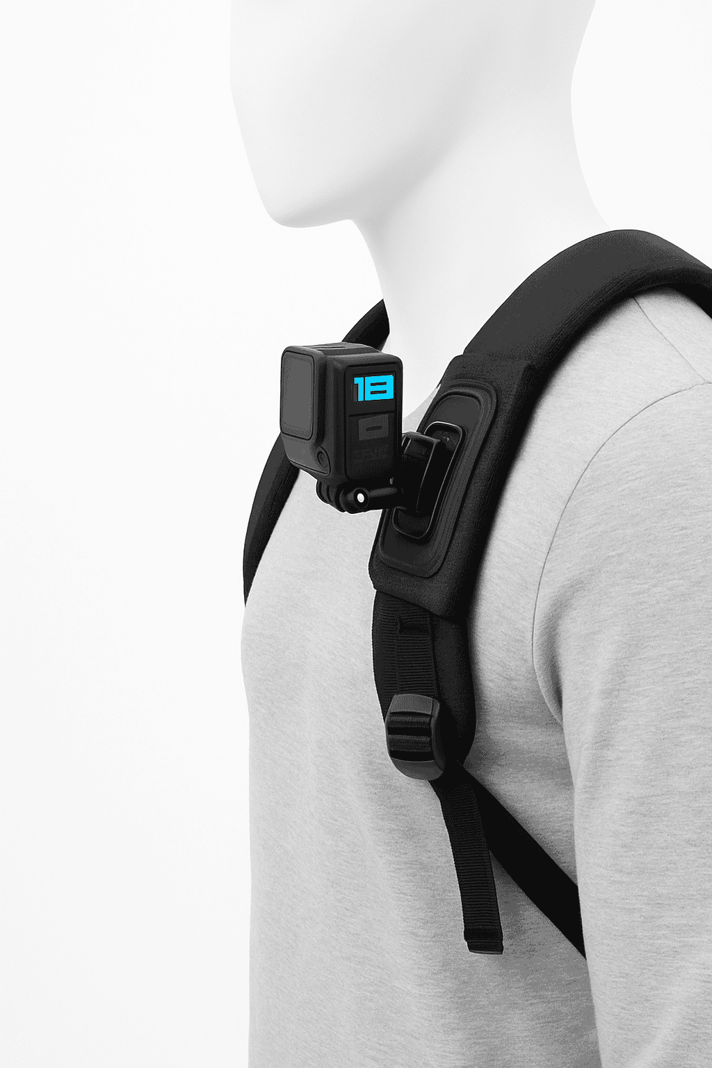 Backpack Mount Support for GoPro and Action Cameras-black color