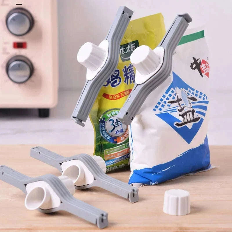 Bag Sealing Clip with Screw Cap Freshness Lock-grey 5 PCS