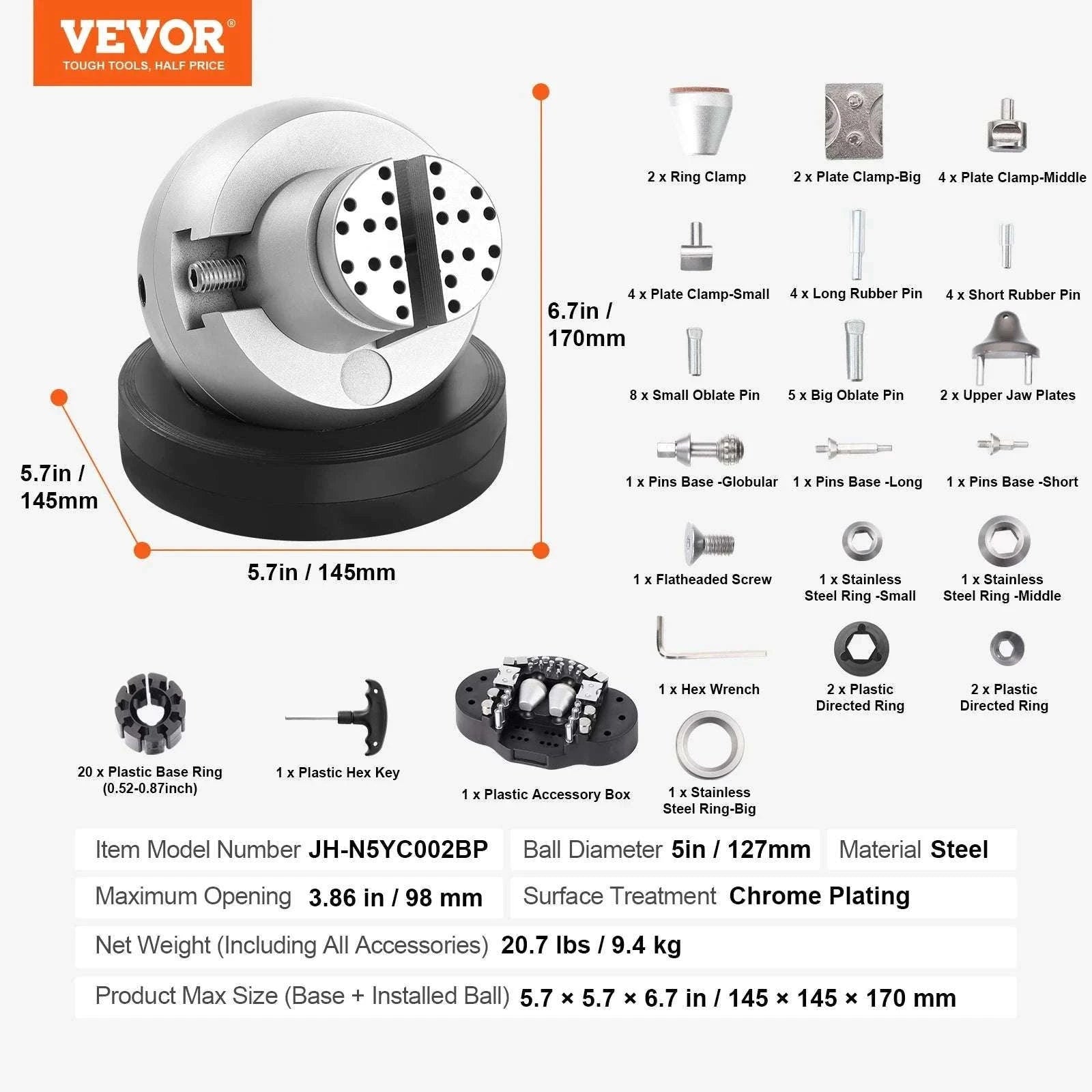 Ball Vise Engraving Block with 360° Rotation for Jewelry Work-3in 70PCs / United States