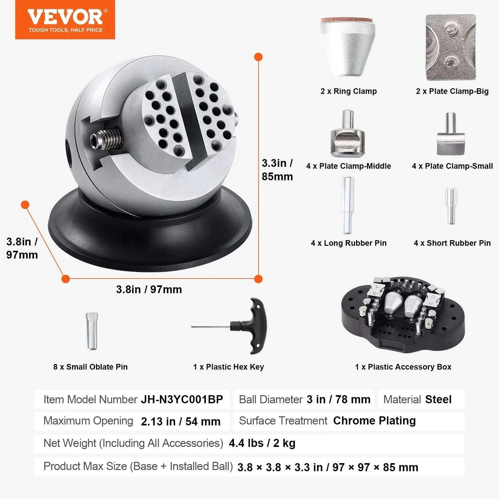 Ball Vise Engraving Block with 360° Rotation for Jewelry Work-3in 70PCs / United States