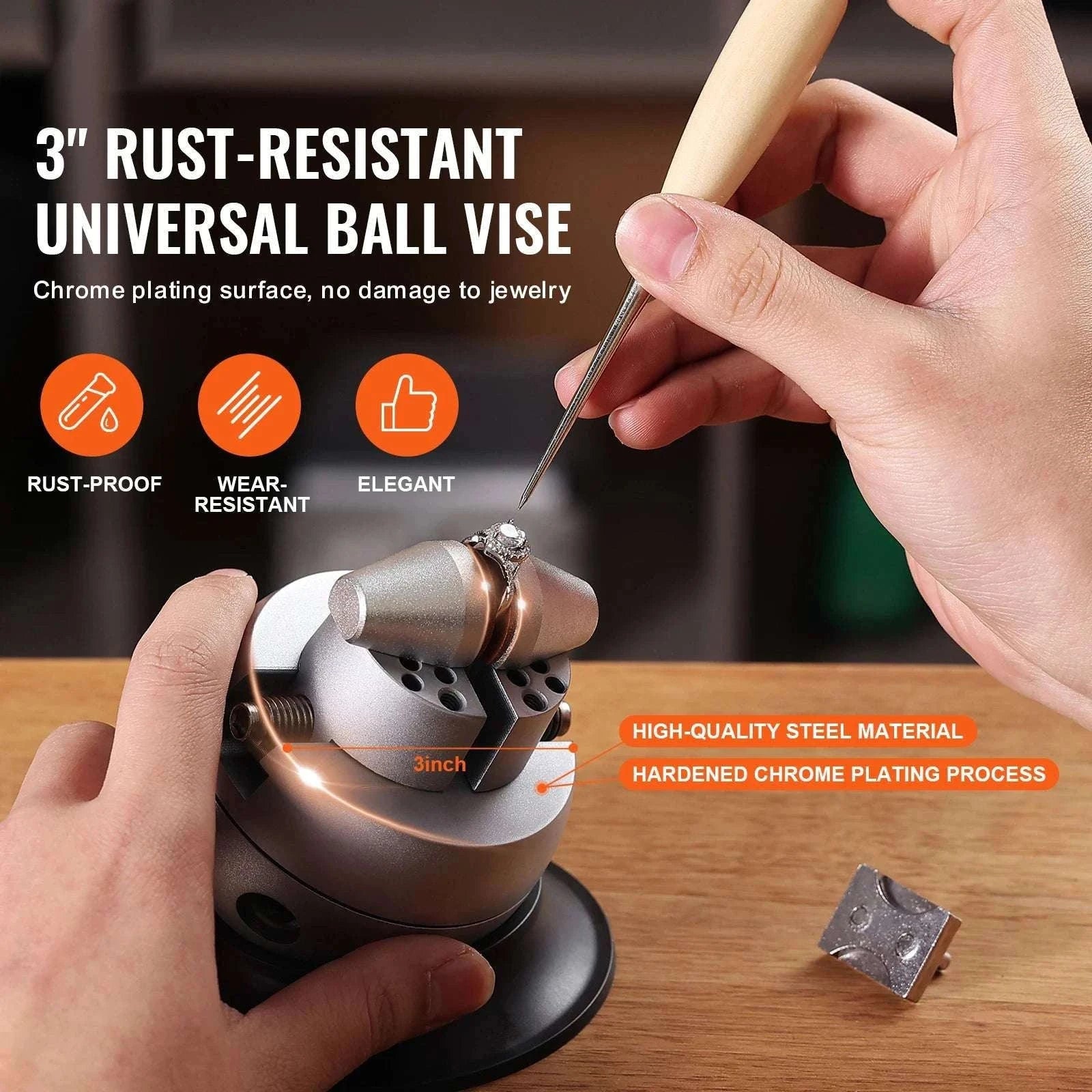 Ball Vise Engraving Block with 360° Rotation for Jewelry Work-3in 70PCs / United States