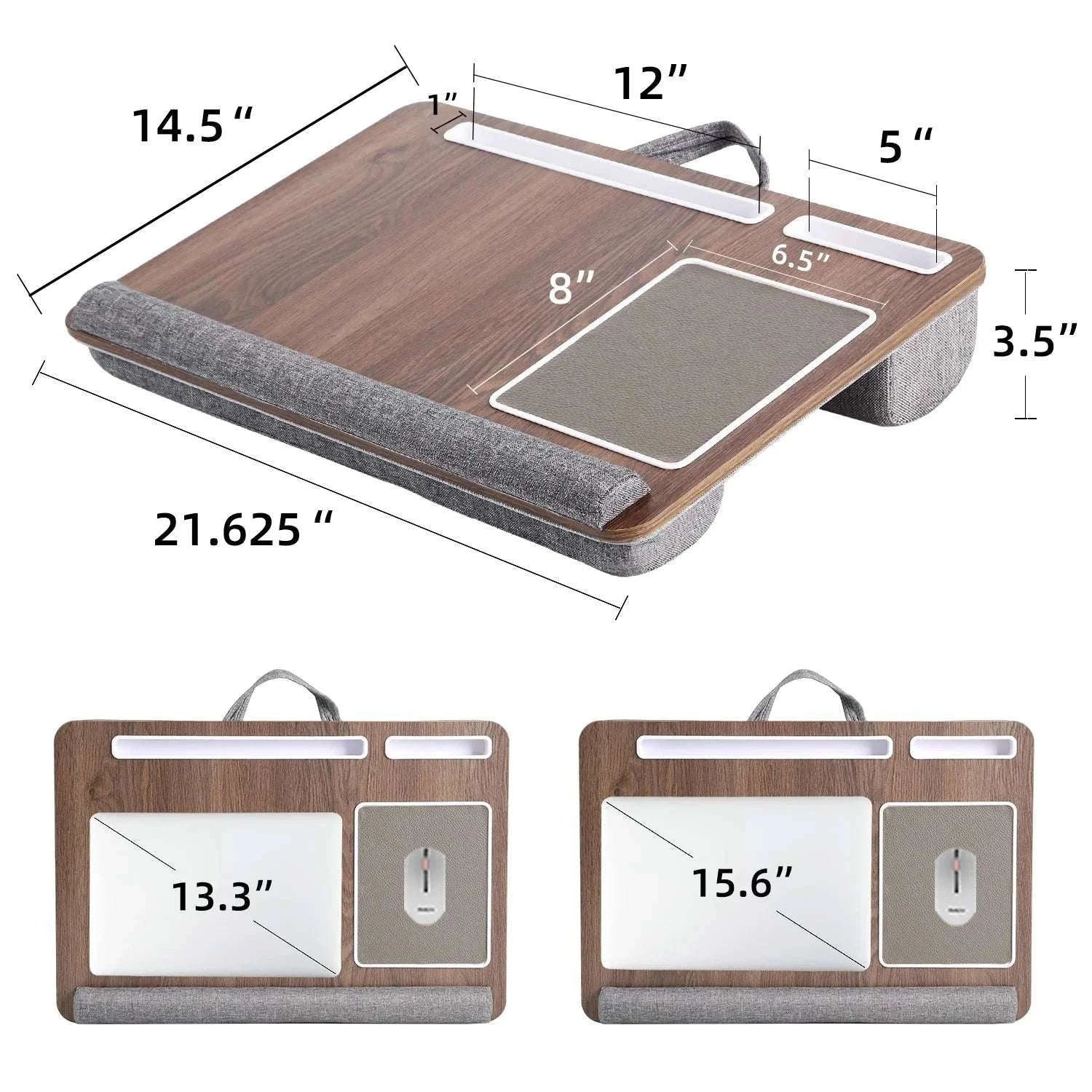 Bamboo Laptop Desk with Mouse Pad & Anti-Slip Grooves-D-66 COFFEE