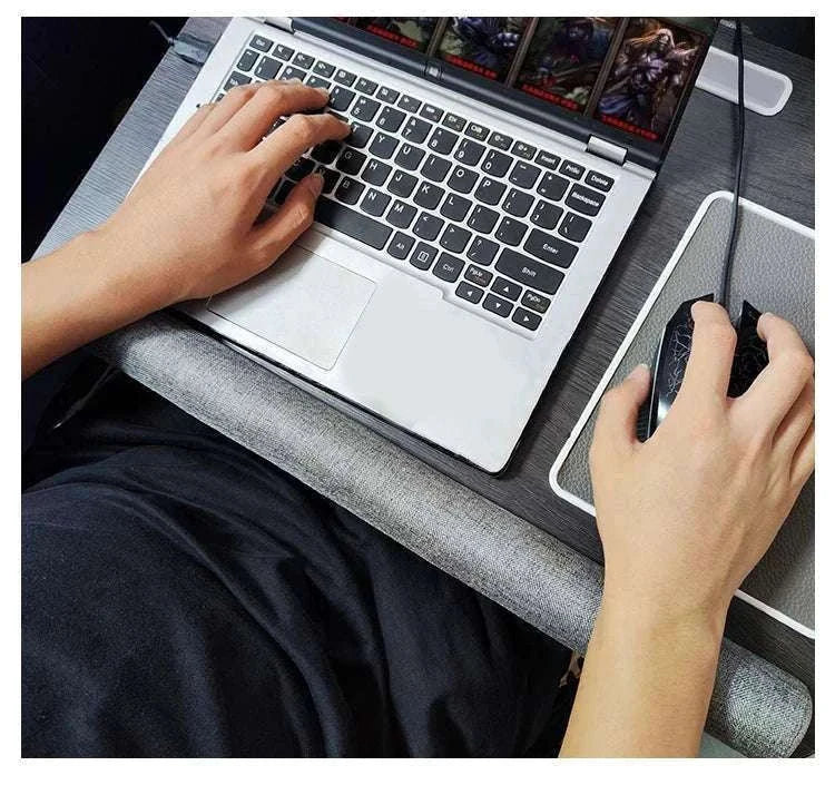Bamboo Laptop Desk with Mouse Pad & Anti-Slip Grooves-D-66 COFFEE