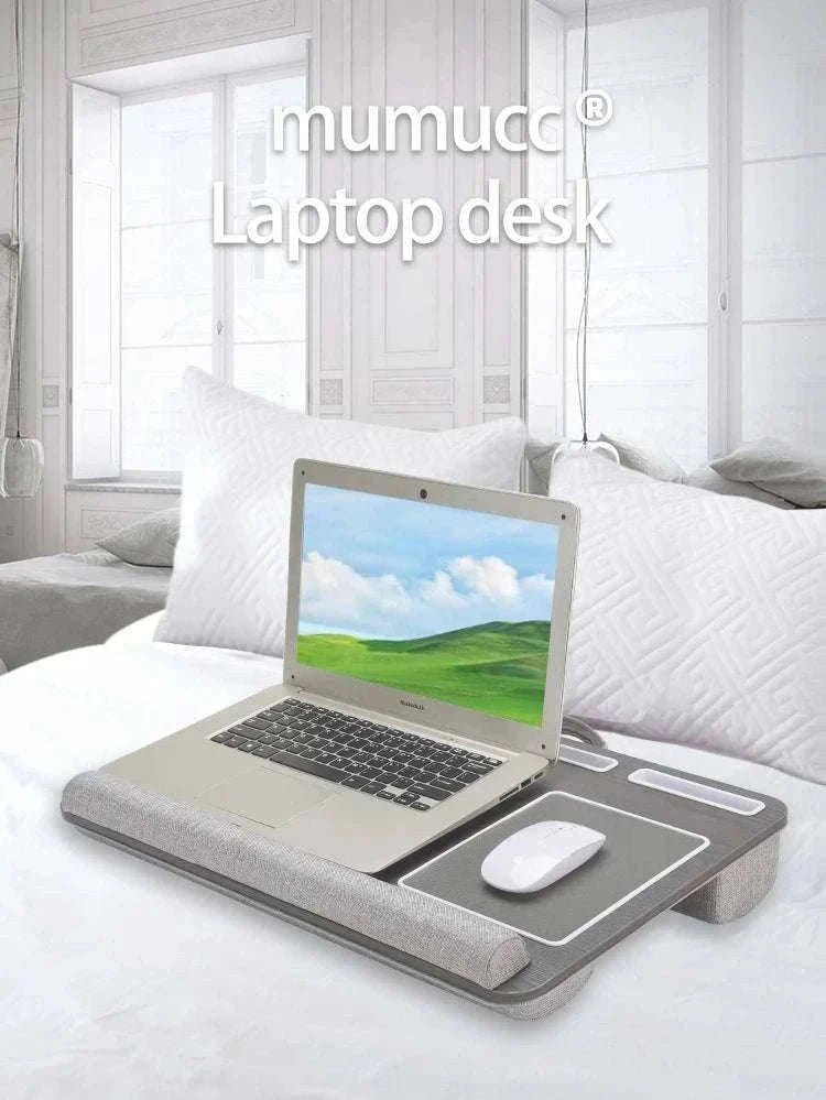 Bamboo Laptop Desk with Mouse Pad & Anti-Slip Grooves-D-66 COFFEE