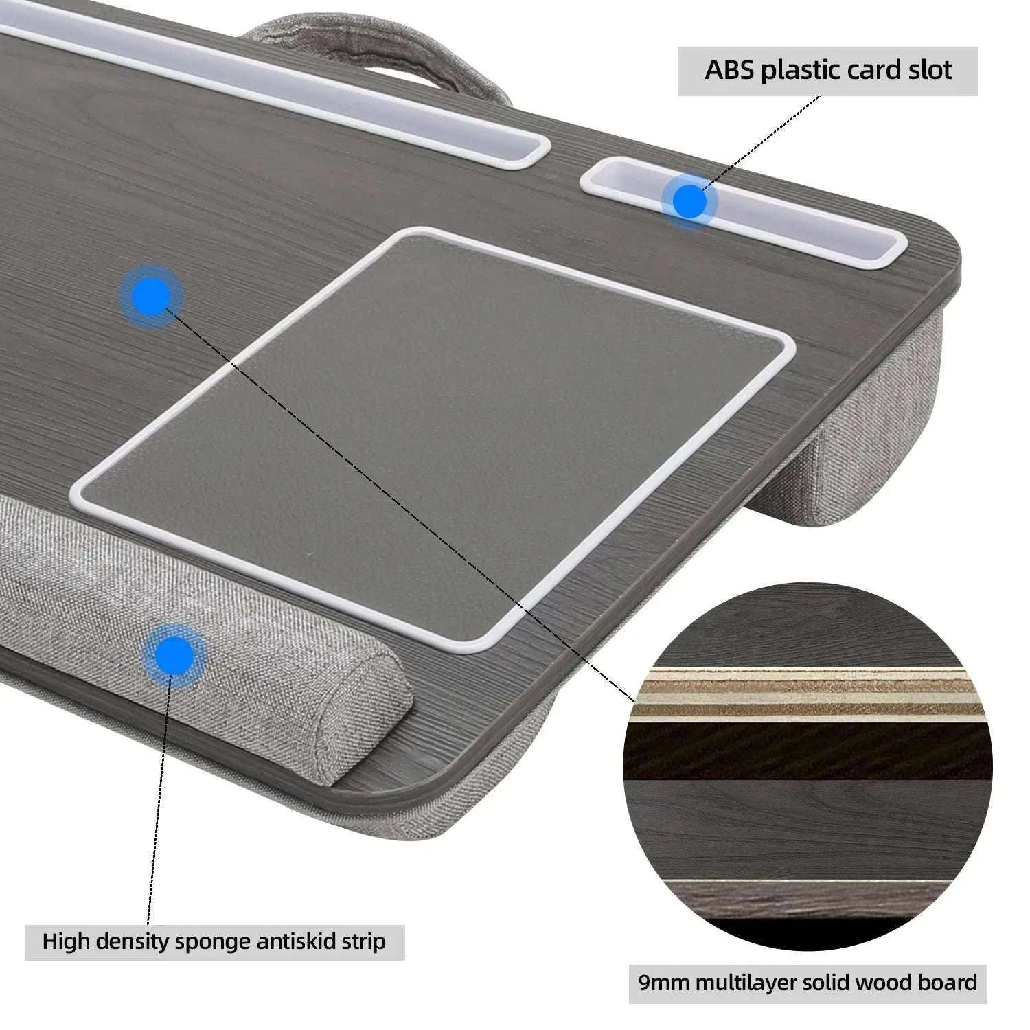 Bamboo Laptop Desk with Mouse Pad & Anti-Slip Grooves-D-66 COFFEE
