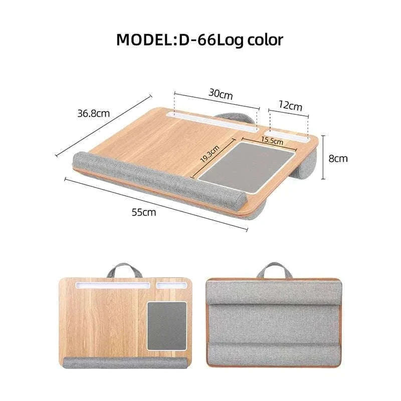 Bamboo Laptop Desk with Mouse Pad & Anti-Slip Grooves-D-66 COFFEE
