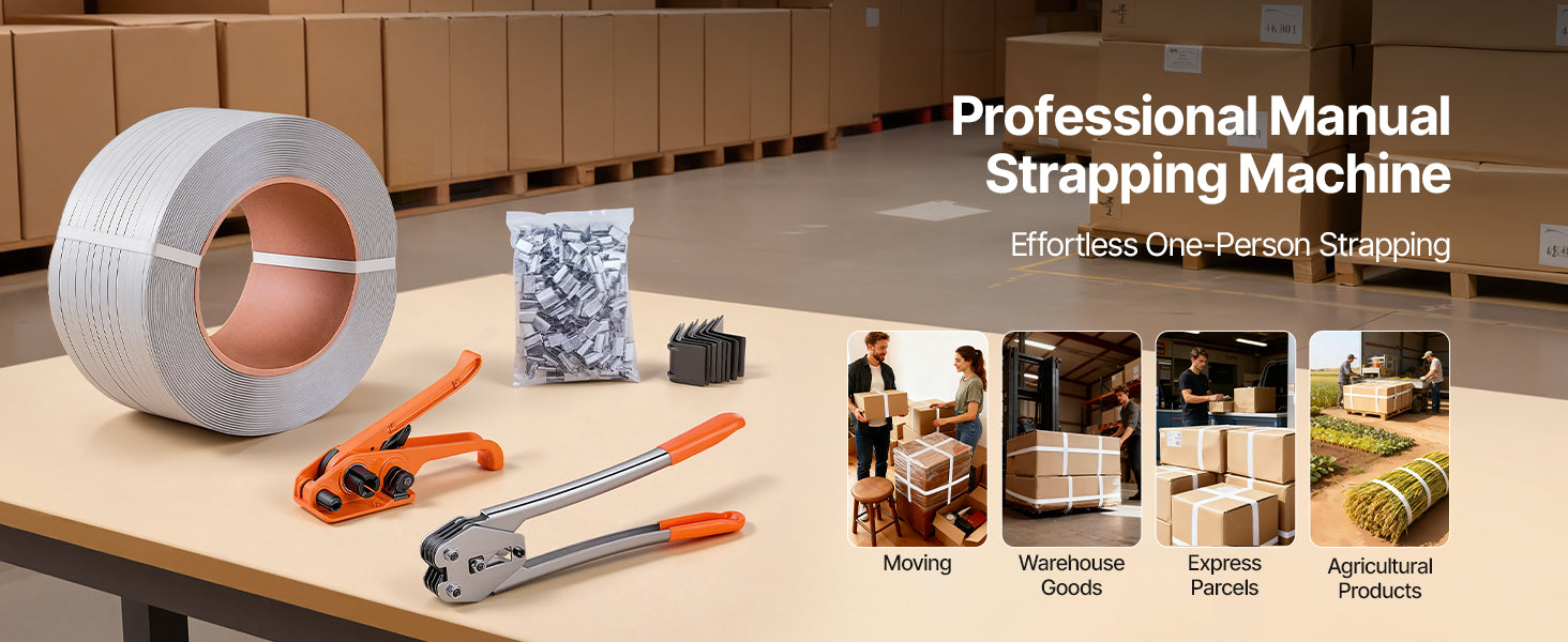 Manual Pallet Strapping Kit with 3200ft PP Band & 1000 Seals