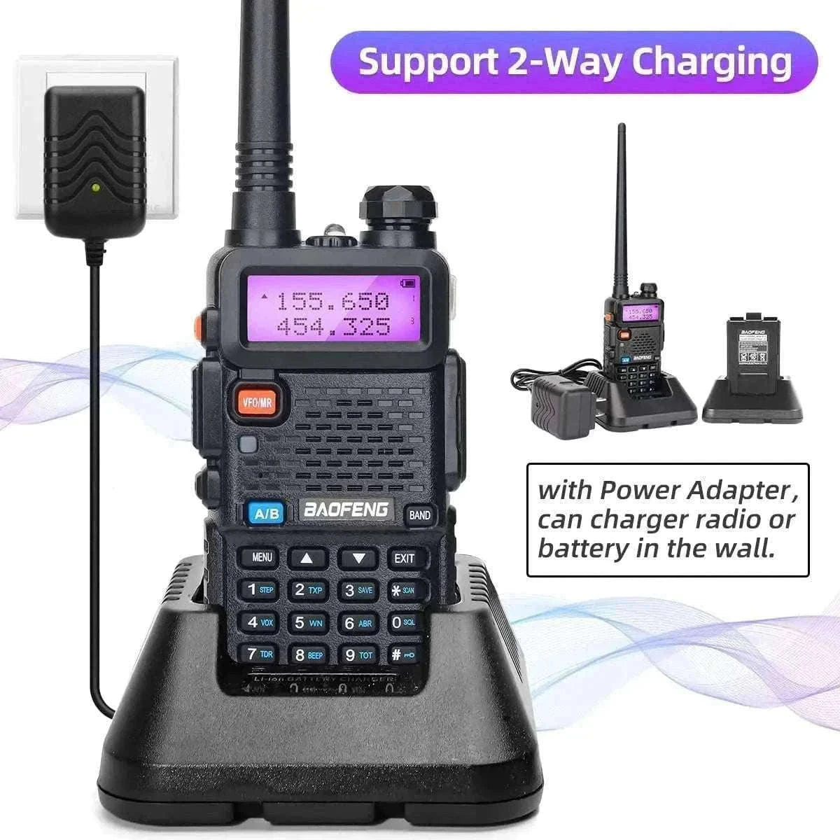 BaoFeng UV-5R 8W Dual-Band Walkie Talkie Radio-2X 8W-H-771-MIC-C / US