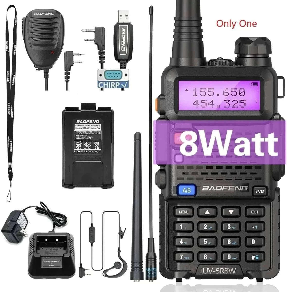 BaoFeng UV-5R 8W Dual-Band Walkie Talkie Radio-2X 8W-H-771-MIC-C / US