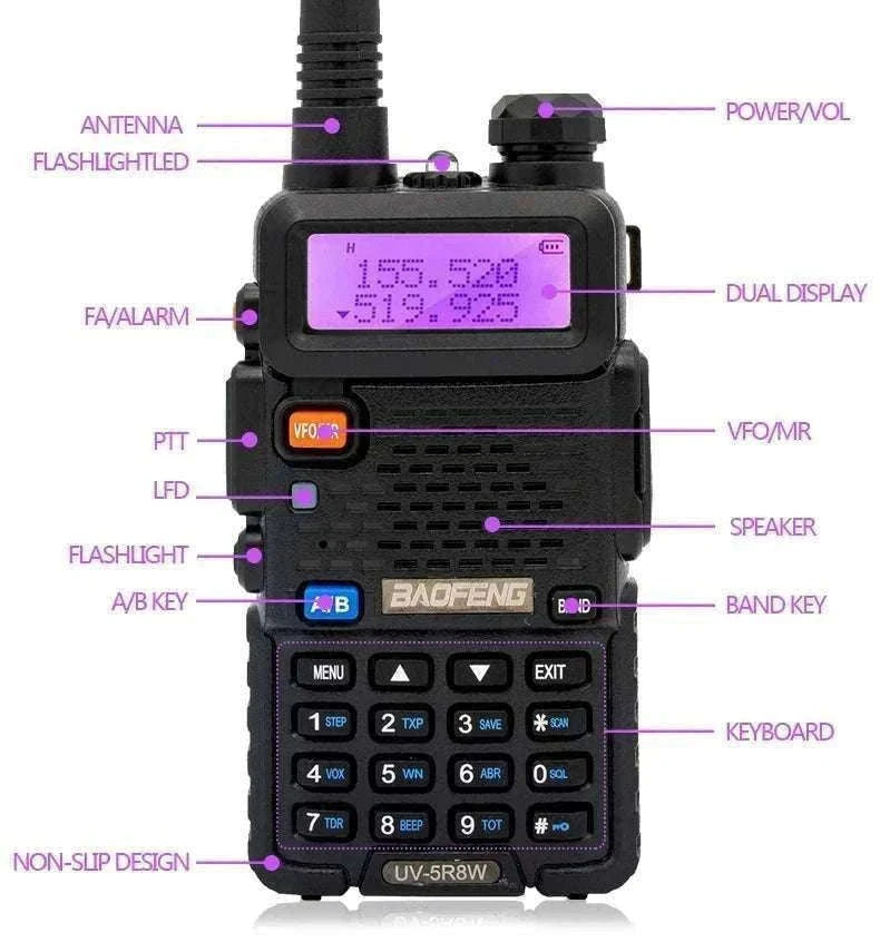BaoFeng UV-5R 8W Dual-Band Walkie Talkie Radio-2X 8W-H-771-MIC-C / US